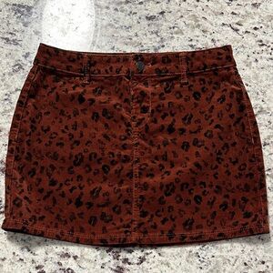 SO Brown Leopard Print Corduroy Skirt